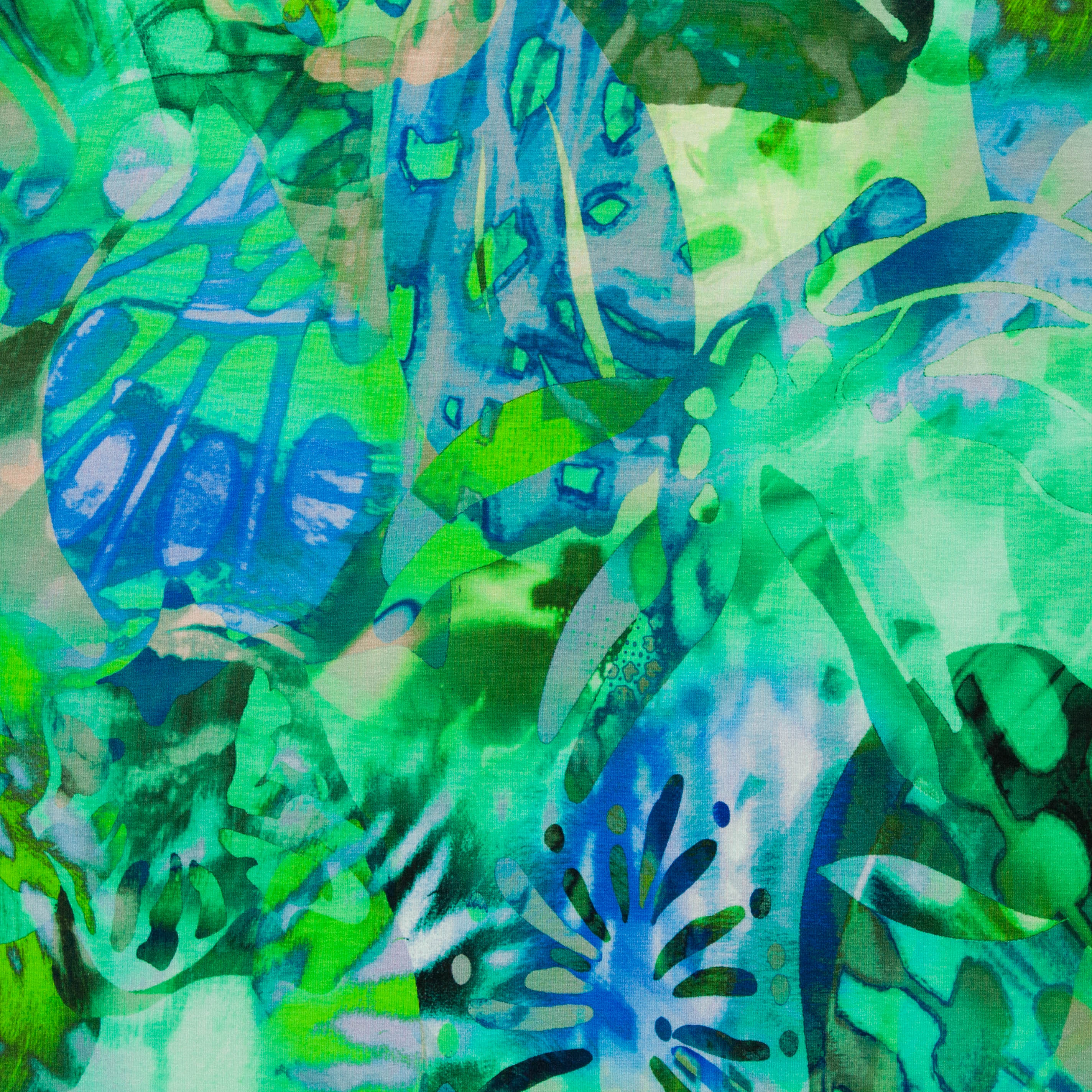 Tricot groen en blauwe bladeren